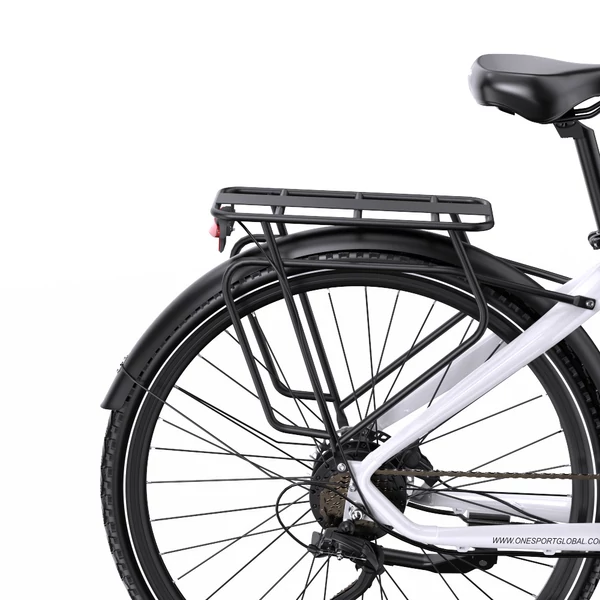 ONESPORT OT05 Pro elektromos kerékpár – 250W motor, 36V 22.5Ah akku, 140 km hatótáv, 25 km/h, hidraulikus fék, első teleszkóp, Shimano 7 sebesség – Fehér