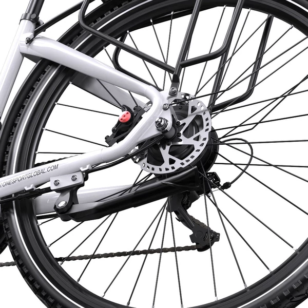 ONESPORT OT05 Pro elektromos kerékpár – 250W motor, 36V 22.5Ah akku, 140 km hatótáv, 25 km/h, hidraulikus fék, első teleszkóp, Shimano 7 sebesség – Fehér