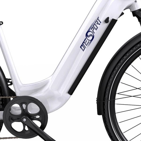 ONESPORT OT05 Pro elektromos kerékpár – 250W motor, 36V 22.5Ah akku, 140 km hatótáv, 25 km/h, hidraulikus fék, első teleszkóp, Shimano 7 sebesség – Fehér