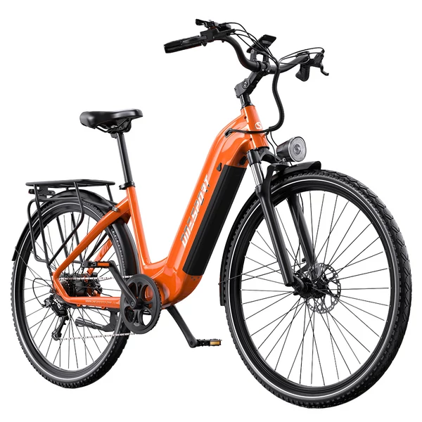 ONESPORT OT05 Pro elektromos kerékpár – 250W motor, 36V 22.5Ah akku, 140 km hatótáv, 25 km/h, hidraulikus fék, első teleszkóp, Shimano 7 sebesség – Narancs