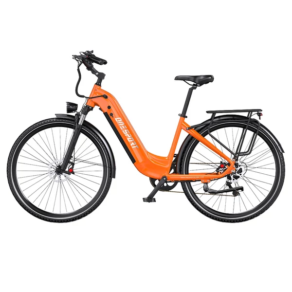 ONESPORT OT05 Pro elektromos kerékpár – 250W motor, 36V 22.5Ah akku, 140 km hatótáv, 25 km/h, hidraulikus fék, első teleszkóp, Shimano 7 sebesség – Narancs