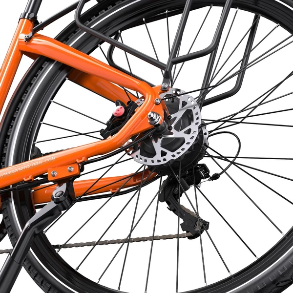 ONESPORT OT05 Pro elektromos kerékpár – 250W motor, 36V 22.5Ah akku, 140 km hatótáv, 25 km/h, hidraulikus fék, első teleszkóp, Shimano 7 sebesség – Narancs