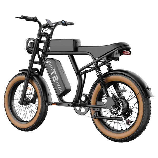 URLIFE T2 elektromos kerékpár – 500W motor, 48V 15.6Ah akku, 20×4.0 gumik, 25 km/h, dupla tárcsafék, teljes felfüggesztés, Shimano 7 seb. – Barna