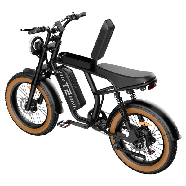 URLIFE T2 elektromos kerékpár – 500W motor, 48V 15.6Ah akku, 20×4.0 gumik, 25 km/h, dupla tárcsafék, teljes felfüggesztés, Shimano 7 seb. – Barna