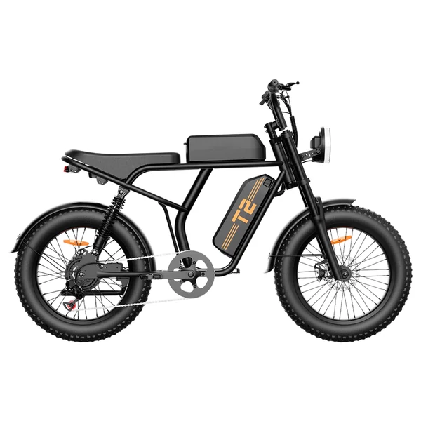 URLIFE T2 elektromos kerékpár – 500W motor, 48V 15.6Ah akku, 20×4.0 gumik, 25 km/h, dupla tárcsafék, teljes felfüggesztés, Shimano 7 seb. – Fekete