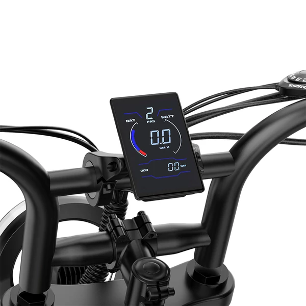 URLIFE T2 elektromos kerékpár – 500W motor, 48V 15.6Ah akku, 20×4.0 gumik, 25 km/h, dupla tárcsafék, teljes felfüggesztés, Shimano 7 seb. – Fekete