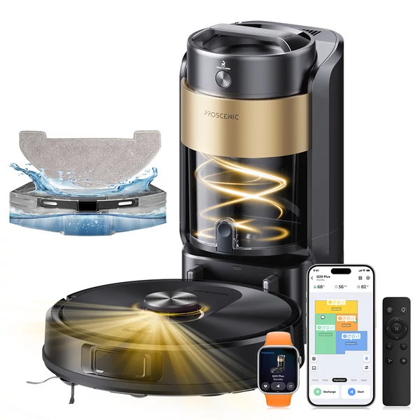 Proscenic Q20 Plus robotporszívó és felmosó, 10000Pa szívóerő, önürítő dokkoló, LiDAR navigáció, 200 perces üzemidő, okostérkép, szőnyeghez és állatszőrhöz