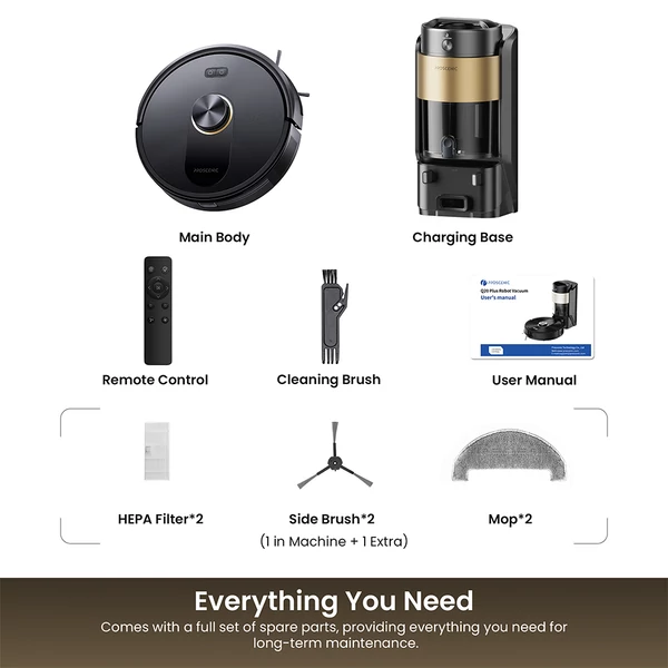 Proscenic Q20 Plus robotporszívó és felmosó, 10000Pa szívóerő, önürítő dokkoló, LiDAR navigáció, 200 perces üzemidő, okostérkép, szőnyeghez és állatszőrhöz
