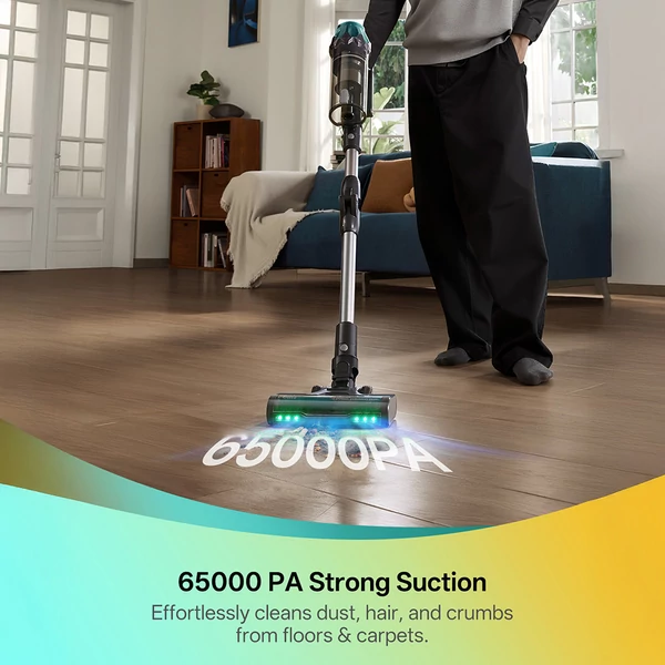 Vactidy V15 Max vezeték nélküli porszívó, 65 kPa szívóerő, 600W motor, 60 perc üzemidő, zöld porérzékelés, anti‑gubanc kefe, 6 rétegű szűrés
