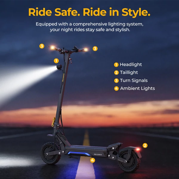Ausom Gosoul 2 Pro elektromos roller, 2×1000W motorral, 48V 18Ah akkuval, 60 km/h végsebességgel és 90 km hatótávval