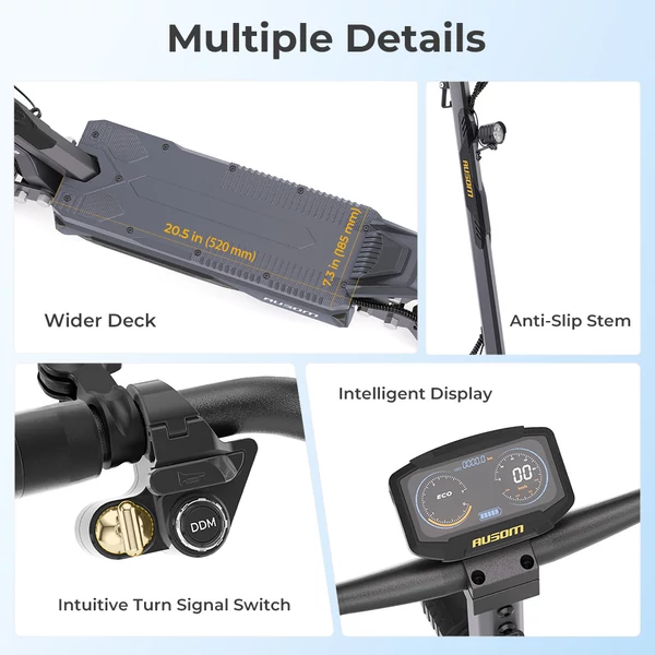 Ausom Gosoul 2 Pro elektromos roller, 2×1000W motorral, 48V 18Ah akkuval, 60 km/h végsebességgel és 90 km hatótávval