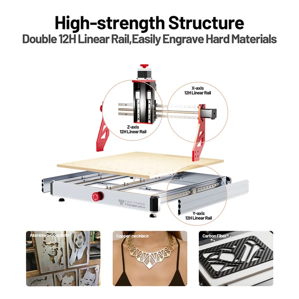 TWO TREES TTC450 Ultra CNC marógép vákuumos elszívóval és forgatómodul készlettel