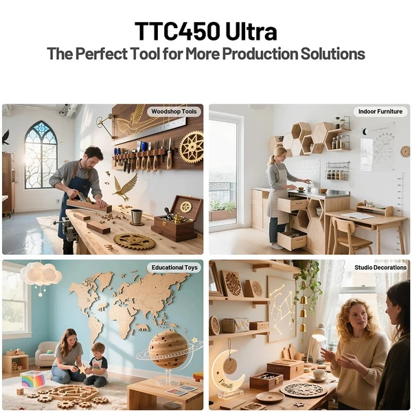 TWO TREES TTC450 Ultra CNC marógép vákuumos elszívóval és forgatómodul készlettel