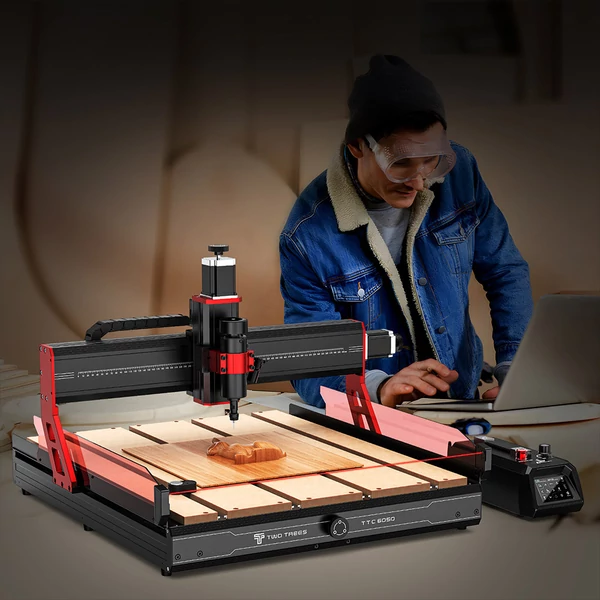 TWO TREES TTC6050 CNC marógép 500W orsóval, 4 tengelyes kivitel, 5000 mm/perc sebesség, 600×500×100 mm munkaterület