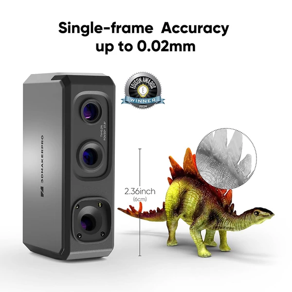 3DMakerpro Seal Lite 3D szkenner – NIR fény, 0,02 mm pontosság, 0,07 mm felbontás, rázkódásgátló lencsék, 10 fps, vizuális követés