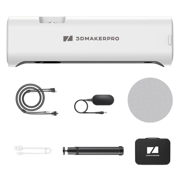 3DMakerpro Lynx Prémium 3D szkenner – 0,10 mm pontosság, 0,30 mm felbontás, 10 fps, fehér fény, vizuális követés, 250×400 mm tartomány