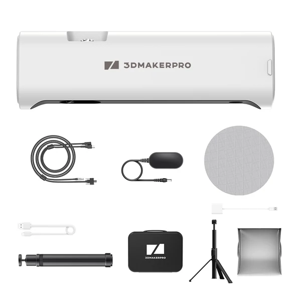 3DMakerpro Lynx 3D szkenner Luxury Edition – 0,10 mm pontosság, 0,30 mm felbontás, 10 fps, fehér fény, vizuális követés, 250×400 mm tartomány