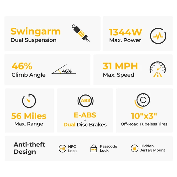 Ausom L2 Max elektromos roller – 1000W motor, 48V 20.8Ah akkumulátor, 50 km/h, 90 km hatótáv, 10" kerék, tárcsafék, lengőkaros felfüggesztés, NFC zár