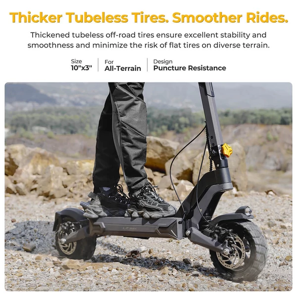 Ausom L2 Max elektromos roller – 1000W motor, 48V 20.8Ah akkumulátor, 50 km/h, 90 km hatótáv, 10" kerék, tárcsafék, lengőkaros felfüggesztés, NFC zár