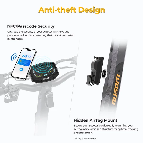 Ausom L2 Max elektromos roller – 1000W motor, 48V 20.8Ah akkumulátor, 50 km/h, 90 km hatótáv, 10" kerék, tárcsafék, lengőkaros felfüggesztés, NFC zár