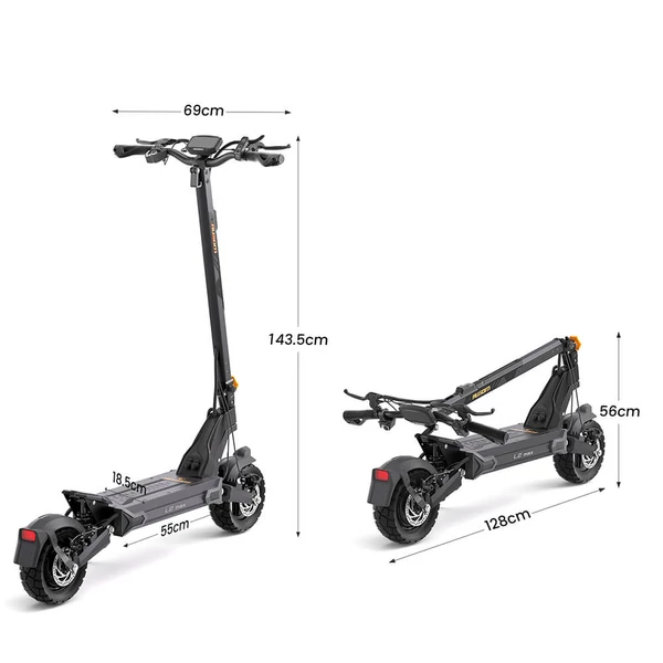 Ausom L2 Max elektromos roller – 1000W motor, 48V 20.8Ah akkumulátor, 50 km/h, 90 km hatótáv, 10" kerék, tárcsafék, lengőkaros felfüggesztés, NFC zár