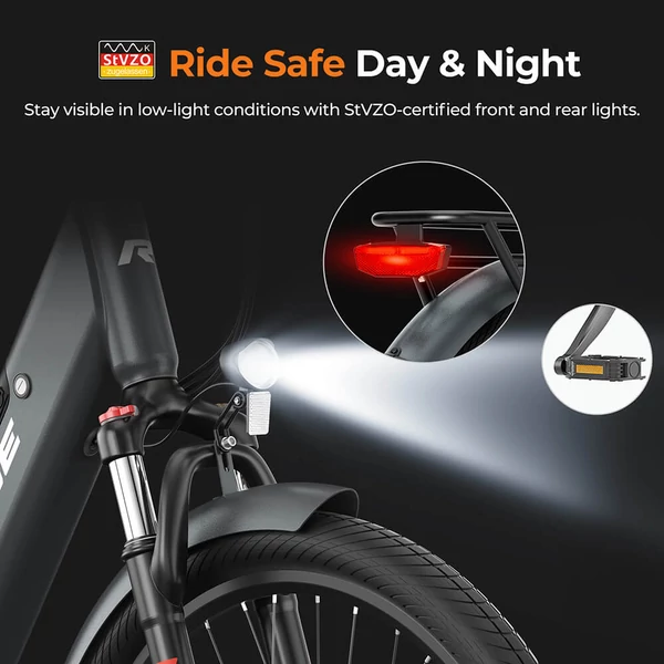 Foride Roamer 1 Step-Thru elektromos kerékpár, 250W, 36V 13Ah, 27.5", 25 km/h, 100 km hatótáv, tárcsafék, rugóvilla, Shimano 7 – Zöld