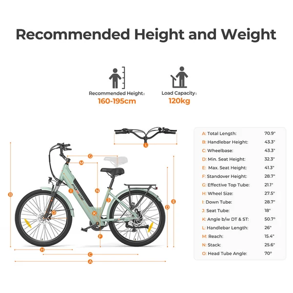 Foride Roamer 1 Step-Thru elektromos kerékpár, 250W, 36V 13Ah, 27.5", 25 km/h, 100 km hatótáv, tárcsafék, rugóvilla, Shimano 7 – Zöld