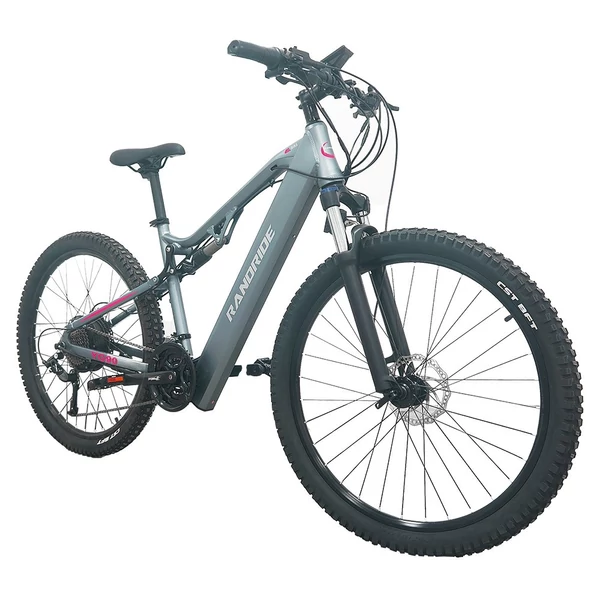 RANDRIDE YG90A elektromos kerékpár 1000W motorral, 45 km/h, 48V 17Ah akku, 70–90 km hatótáv, 27.5'' CST gumik, Shimano 21 fokozat – kék/szürke