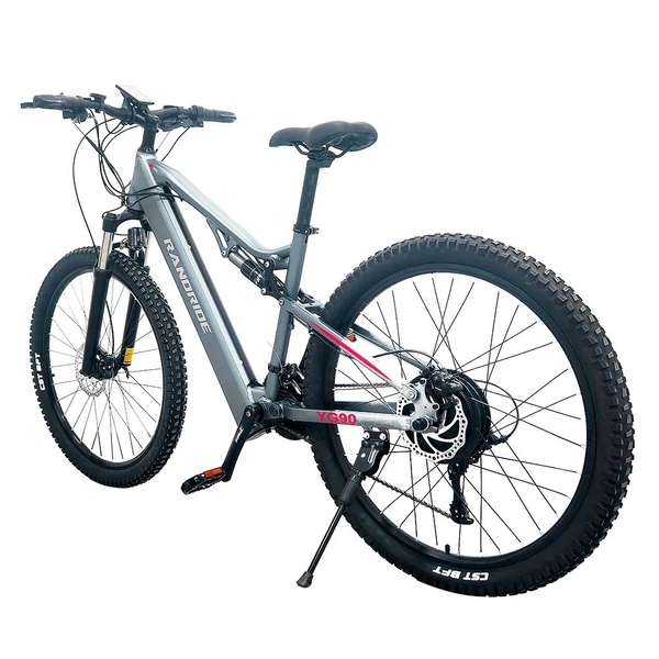 RANDRIDE YG90A elektromos kerékpár 1000W motorral, 45 km/h, 48V 17Ah akku, 70–90 km hatótáv, 27.5'' CST gumik, Shimano 21 fokozat – kék/szürke