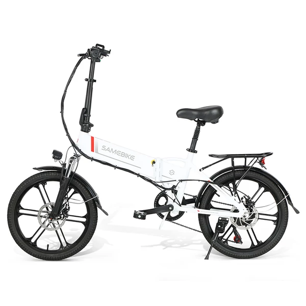 SAMEBIKE 20LVXD30-II összecsukható elektromos kerékpár, 20" kerék, 48V 350W motor, 10Ah akku, 30 km/h – Fehér