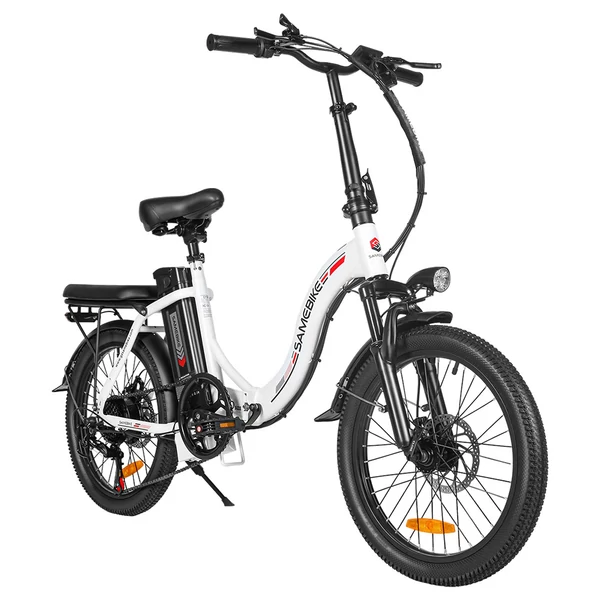 SAMEBIKE CY20 összecsukható elektromos kerékpár, 20” küllős kerék, 350W motor, 36V 12Ah akku, 32 km/h, 80 km hatótáv, dupla rugózás – Fehér