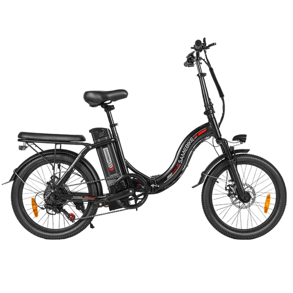 SAMEBIKE CY20 összecsukható elektromos kerékpár, 20” küllős kerék, 350W motor, 36V 12Ah akku, 32 km/h, 80 km hatótáv, dupla rugózás – Fekete
