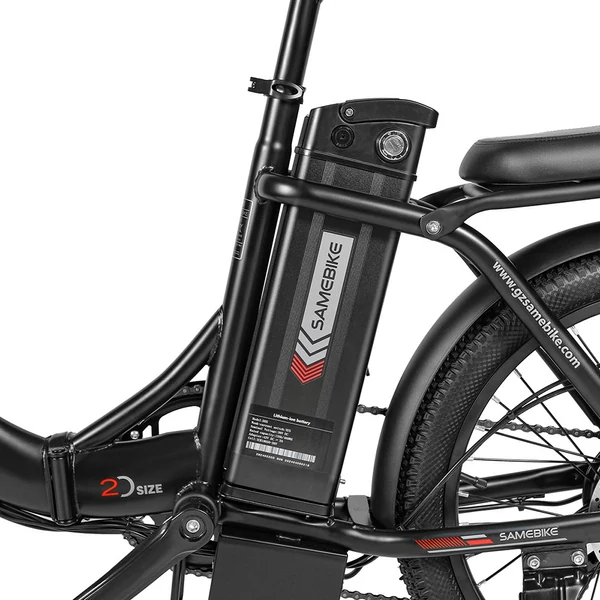 SAMEBIKE CY20 összecsukható elektromos kerékpár, 20” küllős kerék, 350W motor, 36V 12Ah akku, 32 km/h, 80 km hatótáv, dupla rugózás – Fekete