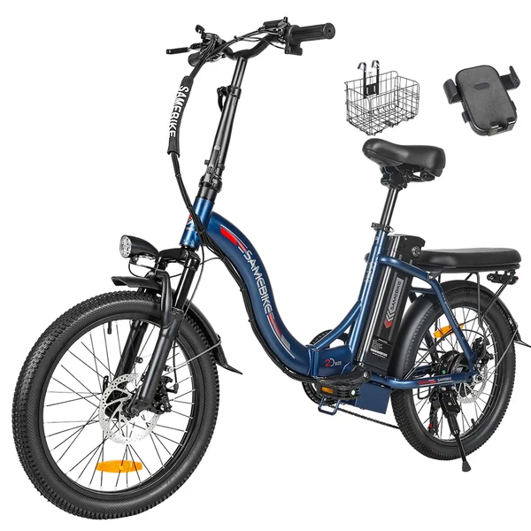 SAMEBIKE CY20 összecsukható elektromos kerékpár, 20” küllős kerék, 350W motor, 36V 12Ah akku, 32 km/h, 80 km hatótáv, dupla rugózás – Sötét kék