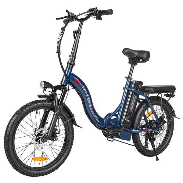 SAMEBIKE CY20 összecsukható elektromos kerékpár, 20” küllős kerék, 350W motor, 36V 12Ah akku, 32 km/h, 80 km hatótáv, dupla rugózás – Sötét kék
