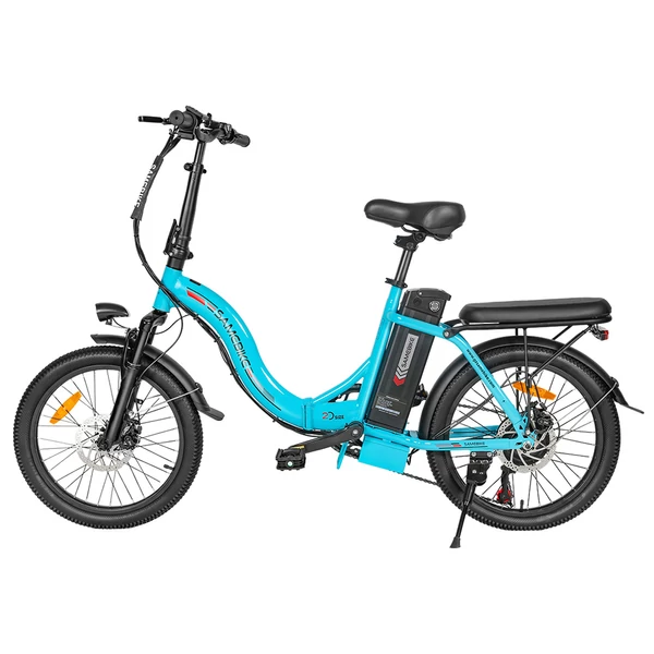 SAMEBIKE CY20 összecsukható elektromos kerékpár, 20” küllős kerék, 350W motor, 36V 12Ah akku, 32 km/h, 80 km hatótáv, dupla rugózás – Tó kék