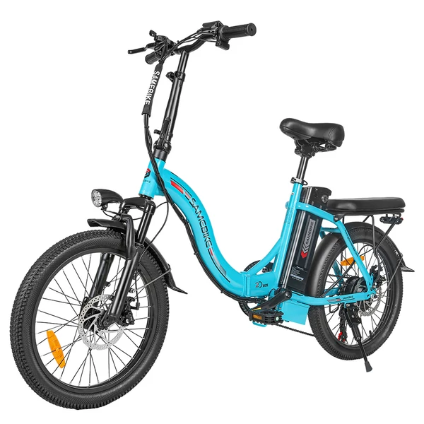 SAMEBIKE CY20 összecsukható elektromos kerékpár, 20” küllős kerék, 350W motor, 36V 12Ah akku, 32 km/h, 80 km hatótáv, dupla rugózás – Tó kék