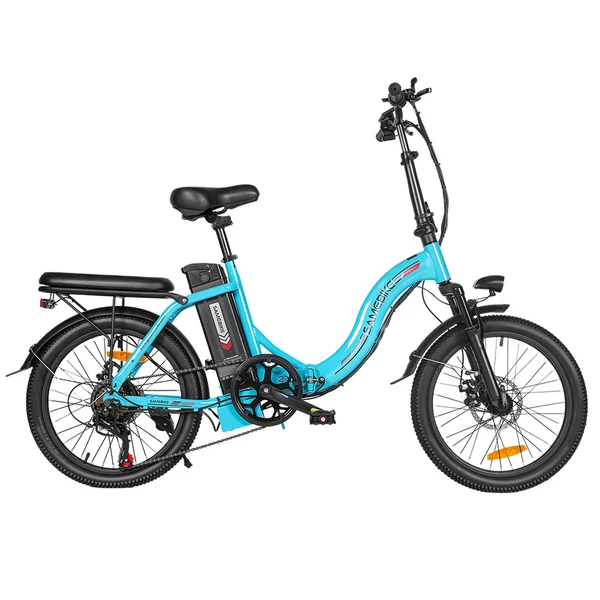 SAMEBIKE CY20 összecsukható elektromos kerékpár, 20” küllős kerék, 350W motor, 36V 12Ah akku, 32 km/h, 80 km hatótáv, dupla rugózás – Tó kék