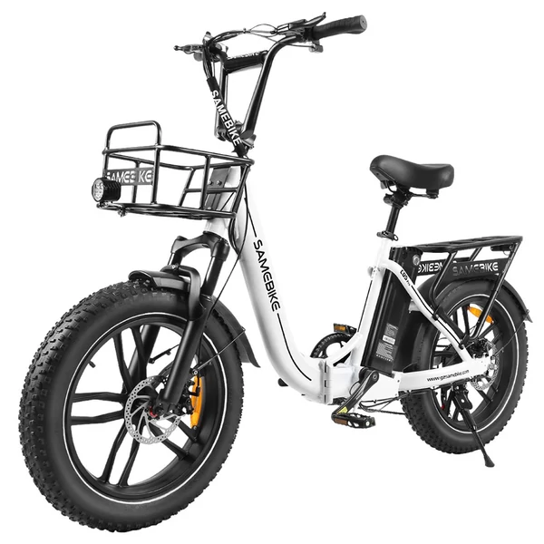 SAMEBIKE C05 Pro elektromos kerékpár, 500W motorral, 36V 13Ah akkumulátorral, 20×4” gumik, 35 km/h, 70 km hatótáv – Fehér