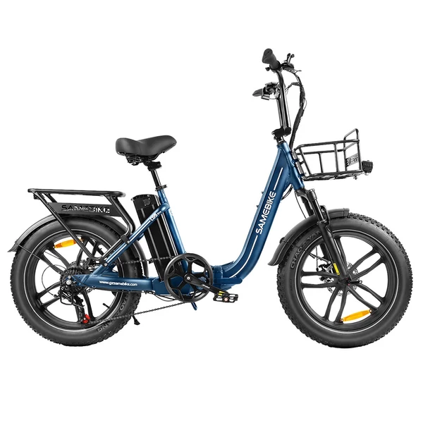 SAMEBIKE C05 Pro elektromos kerékpár, 500W motorral, 36V 13Ah akkumulátorral, 20×4” gumik, 35 km/h, 70 km hatótáv – Sötétkék