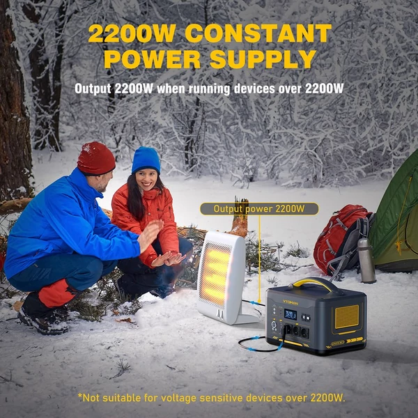 VTOMAN Jump 2200 hordozható áramforrás, 1548Wh LiFePO4 akkumulátorral, 2200W AC kimenettel, bővíthető 3096Wh kapacitásig
