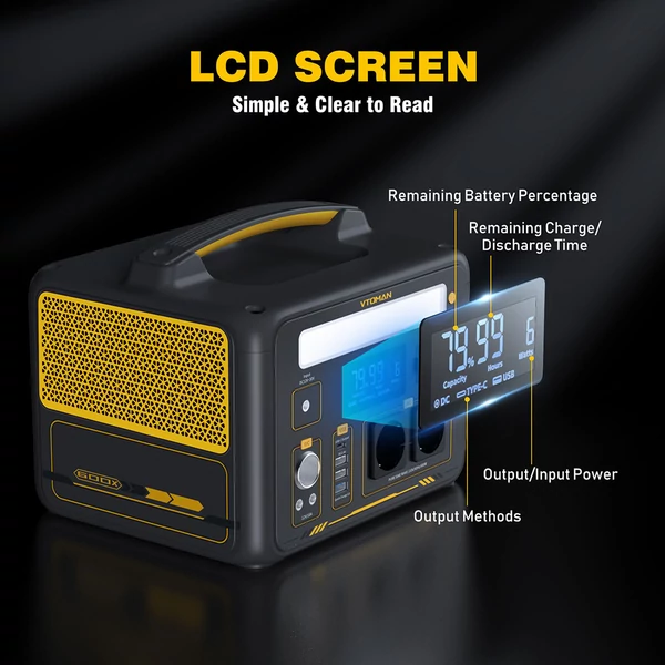 VTOMAN JUMP 600X hordozható erőmű 299Wh, 600W tiszta szinusz, bővíthető 939Wh kapacitás, 9 porttal, PD 60W USB‑C