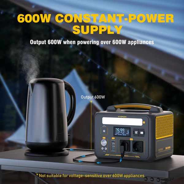 VTOMAN JUMP 600X hordozható erőmű 299Wh, 600W tiszta szinusz, bővíthető 939Wh kapacitás, 9 porttal, PD 60W USB‑C