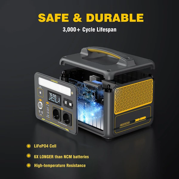 VTOMAN JUMP 600X hordozható erőmű 299Wh, 600W tiszta szinusz, bővíthető 939Wh kapacitás, 9 porttal, PD 60W USB‑C