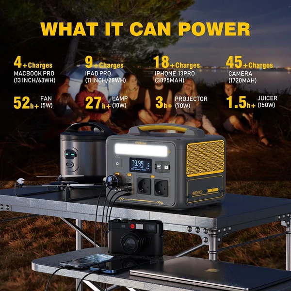 VTOMAN JUMP 600X hordozható erőmű 299Wh, 600W tiszta szinusz, bővíthető 939Wh kapacitás, 9 porttal, PD 60W USB‑C