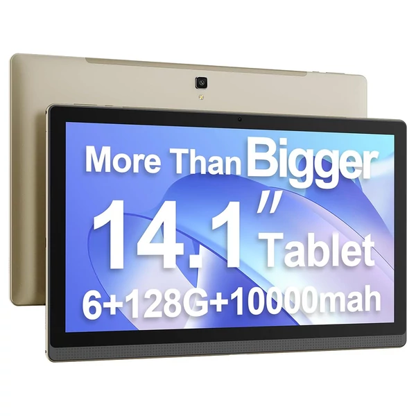 MESWAO B1 tablet 14,1" Full HD IPS kijelzővel, 6GB RAM, 128GB tárhely, Android 13, WiFi 5, BT 5.2, 13+5MP, 10000mAh, 4 hangszóró - Arany