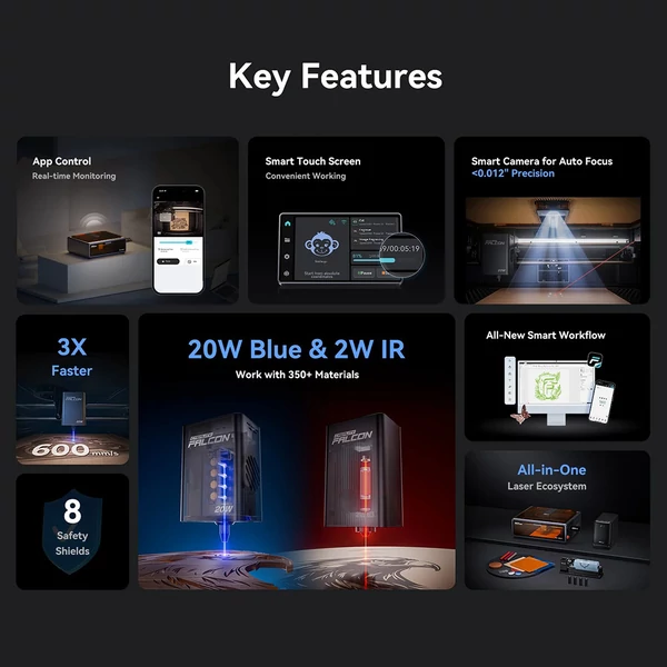 Creality Falcon A1 Pro 20W lézergravírozó + 150W füstelszívó