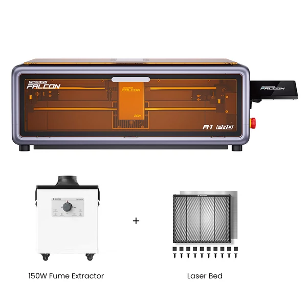 Creality Falcon A1 Pro 20W lézer + 150W füstelszívó + lézerágy – professzionális gravírozó szett
