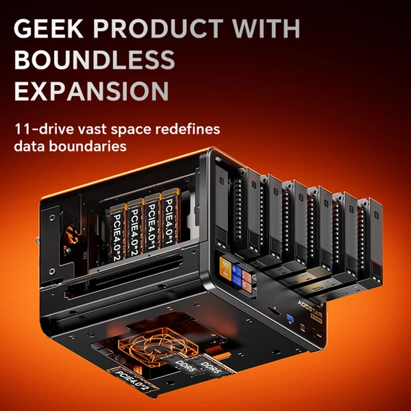 AOOSTAR WTR MAX 11 fiókos NAS Mini PC barebone, R7 Pro 8845HS, 10G/2.5G LAN, USB4, EU csatlakozó