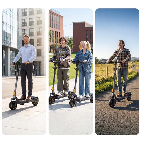 Ausom K20 Pro elektromos roller – 2×1000W motor, 48V 18Ah akku, 60 km/h, 90 km hatótáv, 10" kerék, első‑hátsó tárcsafék, NFC nyitás